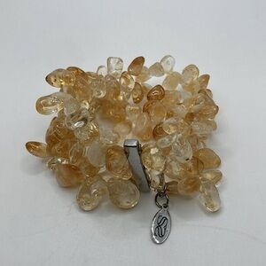 𝅺vtg Scamp & Scoundrel Citrine Stone Multi Strand Stretch Bracelet 7” - 8.5”